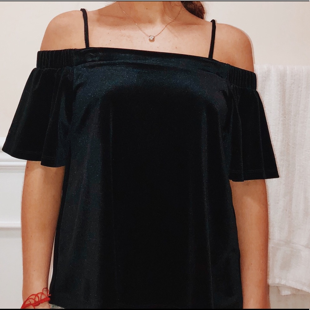 One ❤️ Clothing Velvet off the shoulder shirt